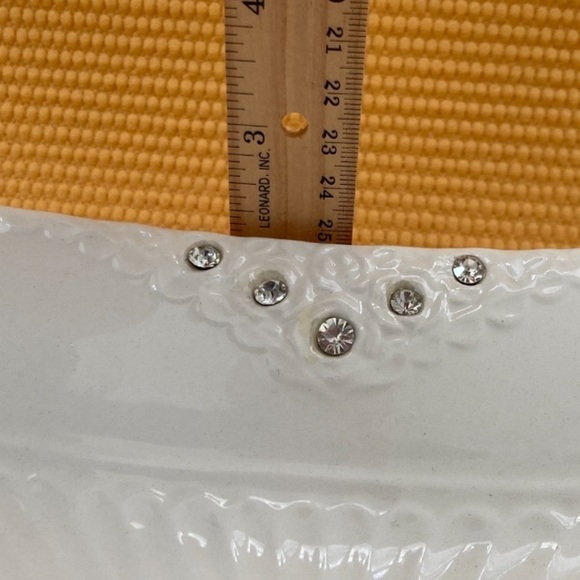 Vintage D’Lusso Serving Dish With Faux Rhinestones 9.5”x 7.5” - Picture 8 of 8